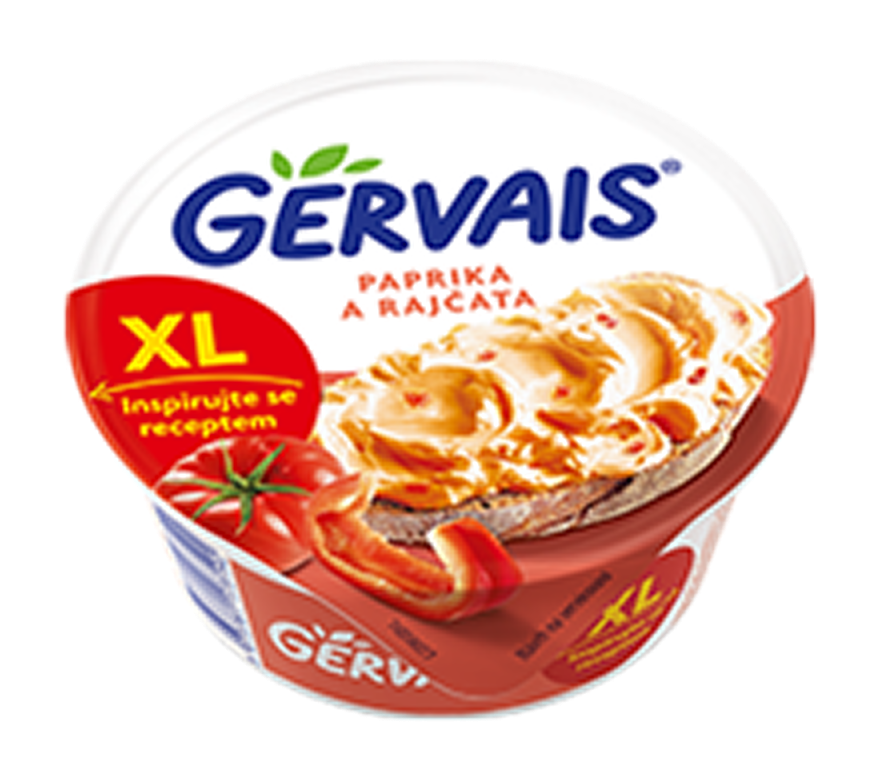 Balení Gervais s paprikou a rajčaty v rodinném balení