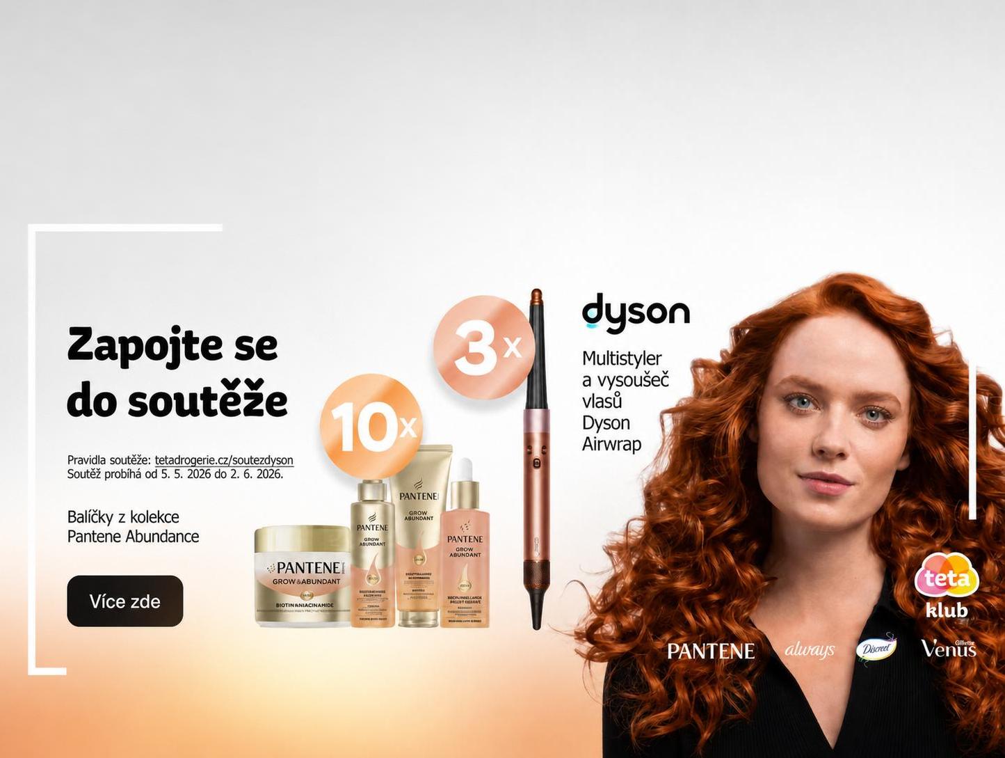 TETA – Vyhrajte Dyson Airwrap nebo balíček Pantene